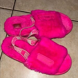 UGG Vibrant Pink Fuzzy Slides